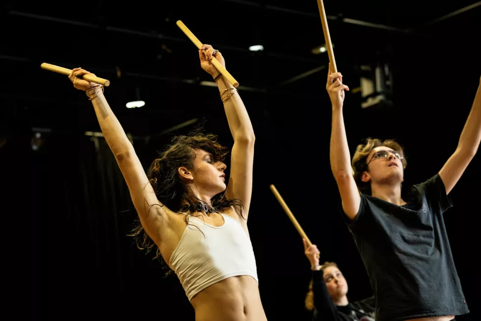 Deux Adelphes s'exerçant avec des baguettes